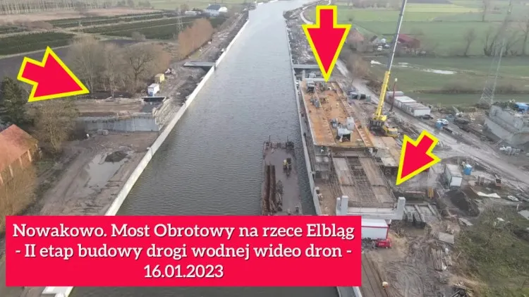 Most obrotowy w Nowakowie zobacz postęp prac. II etap drogi wodnej łączącej&#8230;