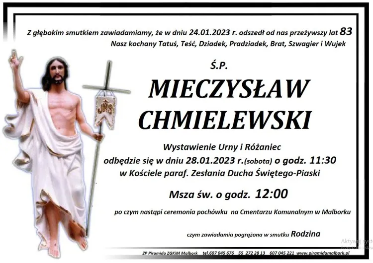 Zmarł Mieczysław Chmielewski. Żył 83 lata.