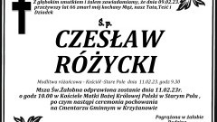 Zmarł Czesław Różycki. Żył 66 lat.