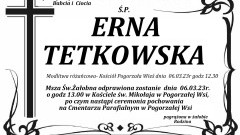 Zmarła Erna Tetkowska. Miała 86 lat.