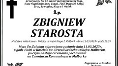 Zmarł Zbigniew Starosta. Miał 67 lat.