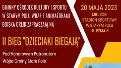 Stare Pole. Dzieciaki Biegają – ruszyły zapisy do II Biegu dla dzieci w wieku do 15 lat.