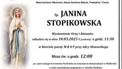 Zmarła Janina Stopikowska. Miała 94 lata.