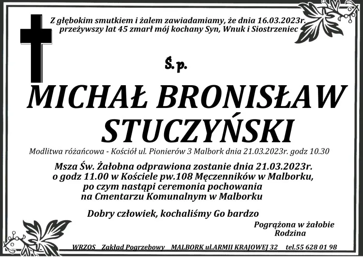 Zmarł Michał Stuczyński. Miał 45 lat.