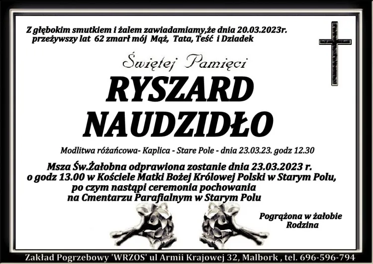 Zmarł Ryszard Naudzidło. Miał 62 lata.