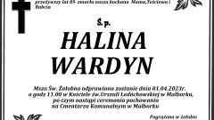 Zmarła Halina Wardyn. Miała 89 lat.