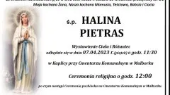 Zmarła Halina Pietras. Żyła 66 lat.