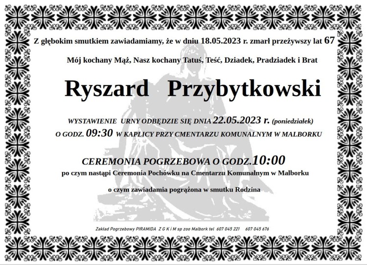 Zmarł Ryszard Przybytkowski. Żył 67 lat.