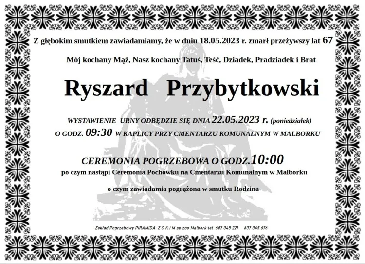 Zmarł Ryszard Przybytkowski. Żył 67 lat.