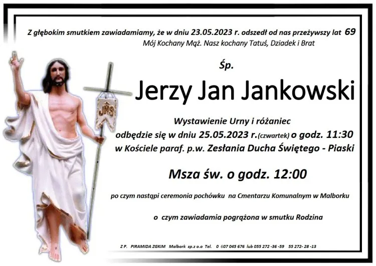 Zmarł Jerzy Jan Jankowski. Żył 69 lat.