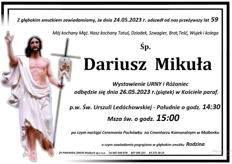 Zmarł Dariusz Mikuła. Miał 59 lat.
