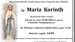 Zmarła Maria Korinth. Żyła 82 lata.