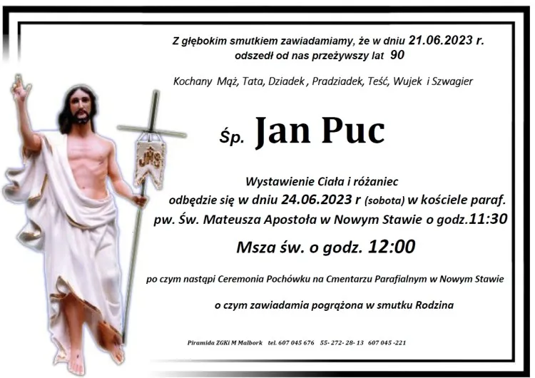 Zmarł Jan Puc. Miał 90 lat.