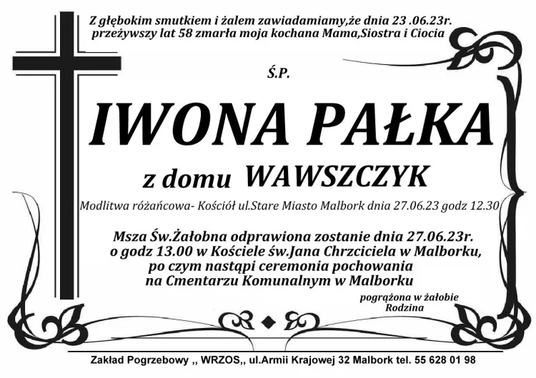 Zmarła Iwona Pałka. Miała 58 lat.