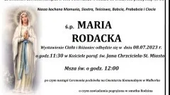 Zmarła Maria Rodacka. Miała 83 lata.