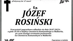 Zmarł Józef Rosiński. Miał 67 lat.