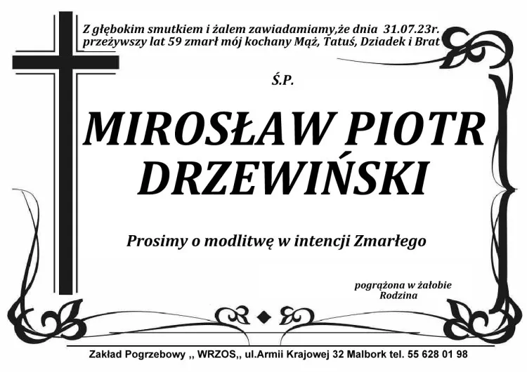 Zmarł Mirosław Drzewiński. Miał 59 lat.