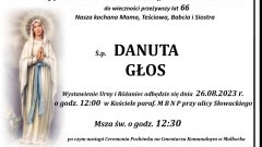 Zmarła Danuta Głos. Żyła 66 lat.