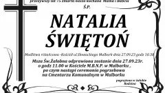 Zmarła Natalia Świętoń. Żyła 75 lat.