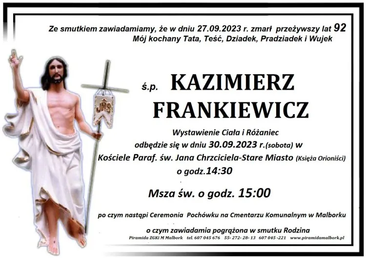 Zmarł Kazimierz Frankiewicz. Miał 92 lata.