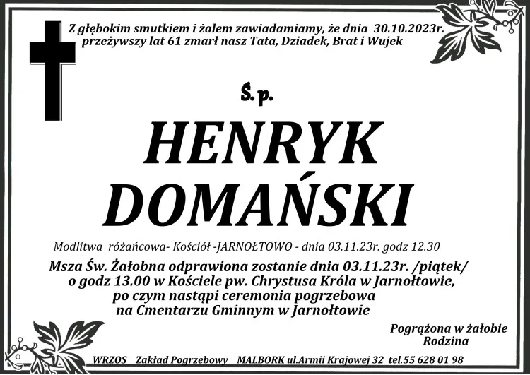 Zmarł Henryk Domański. Miał 61 lat.