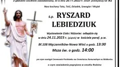 Zmarł Ryszard Lebiedziuk. Miał 92 lata.