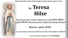 Zmarła Teresa Hilse. Żyła 83 lata.