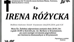 Odeszła Irena Różycka. Miała 72 lata.