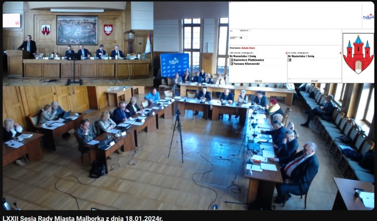 Malbork. Sesja Rady Miasta - oglądaj na żywo.