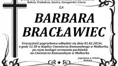 Odeszła Barbara Bracławiec. Żyła 83 lata.