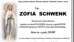 Zmarła Zofia Schwenk. Miała 77 lat.