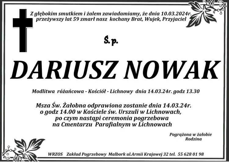Zmarł Dariusz Nowak. Miał 59 lat.
