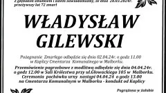 Zmarł Władysław Gilewski. Miał 72 lata.