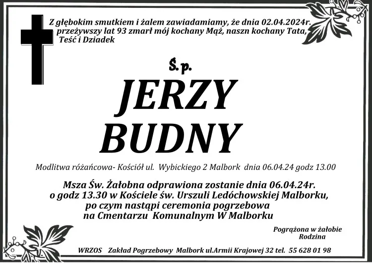 Zmarł Jerzy Budny. Miał 93 lata.