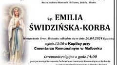 Zmarła Emilia Świdzińska-Korba. Miała 69 lat.