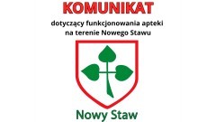 Nowy Staw. Chwilowo bez funkcjonującej apteki – informuje burmistrz Jerzy Szałach.