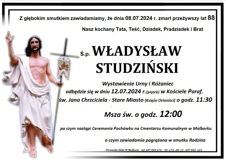 Zmarł Władysław Studziński. Miał 88 lat.