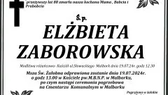 Zmarła Elżbieta Zaborowska. Żyła 88 lat.