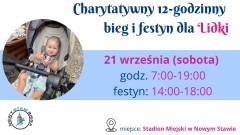 Nowy Staw. We wrześniu charytatywny 12-godzinny bieg i festyn dla Lidki. 