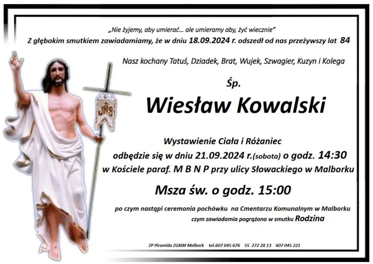 Zmarł Wiesław Kowalski. Żył 84 lata.