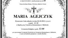 Zmarła Maria Agejczyk. Miała 80 lat.