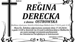 Zmarła Regina Derecka z domu Ostrowska.