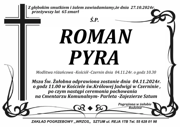 Zmarł Roman Pyra. Miał 65 lat.