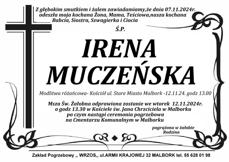 Zmarła Irena Muczeńska. 