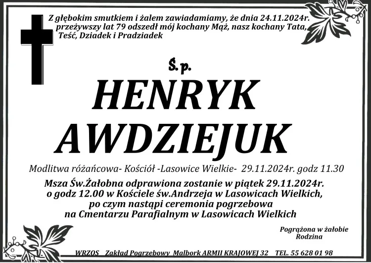 Zmarł Henryk Awdziejuk. Miał 79 lat.