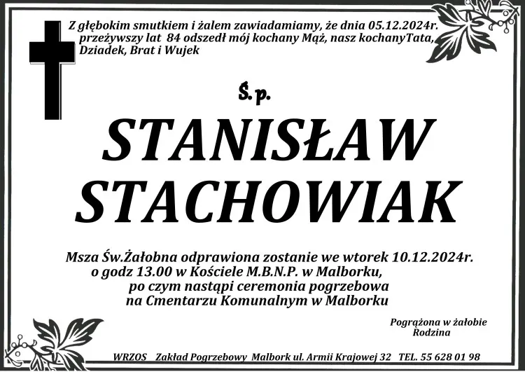 Zmarł Stanisław Stachowiak. Miał 84 lata.