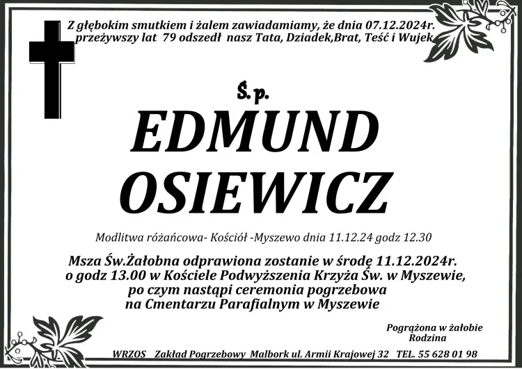 Zmarł Edmund Osiewicz. Miał 79 lat.