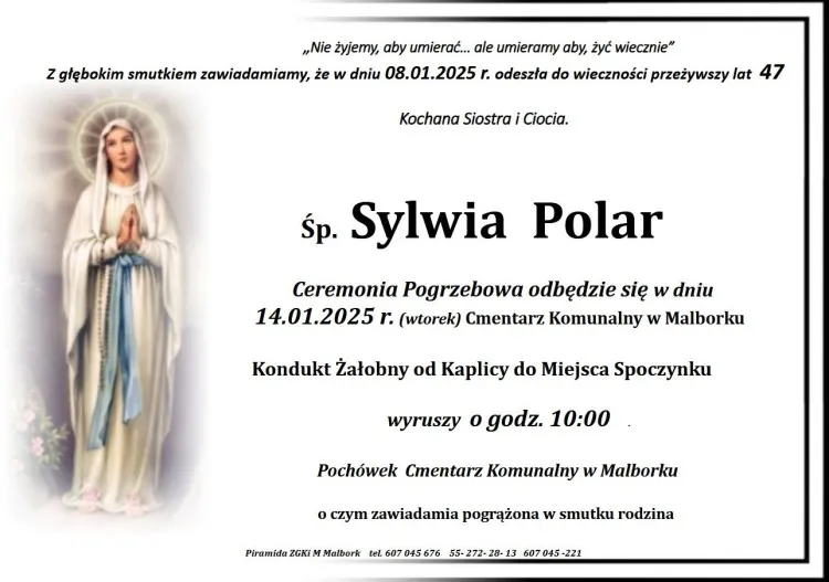 Zmarła Sylwia Polar. Miała 47 lat.