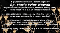 Kondolencje pracowników firmy Prino-Plast sp. z o.o. JV i Hotelu Malbork.