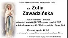 Zmarła Zofia Zawadzińska. Żyła 80 lat.